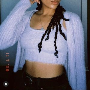 Fuzzy Cardigan & Tank Set